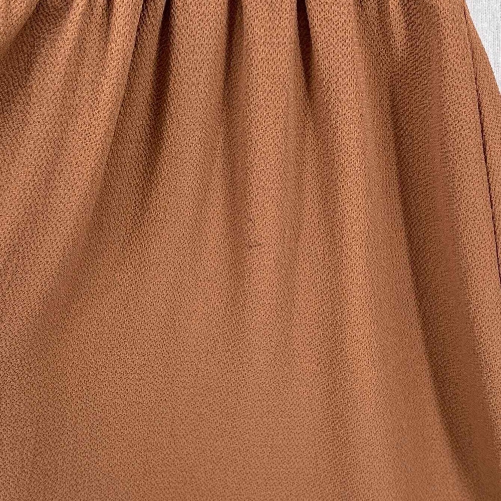 SABO SKIRT Mini Dress Women XS Brown Wrap Long Sleeve Smocked Waist Pull on - Picture 11 of 16